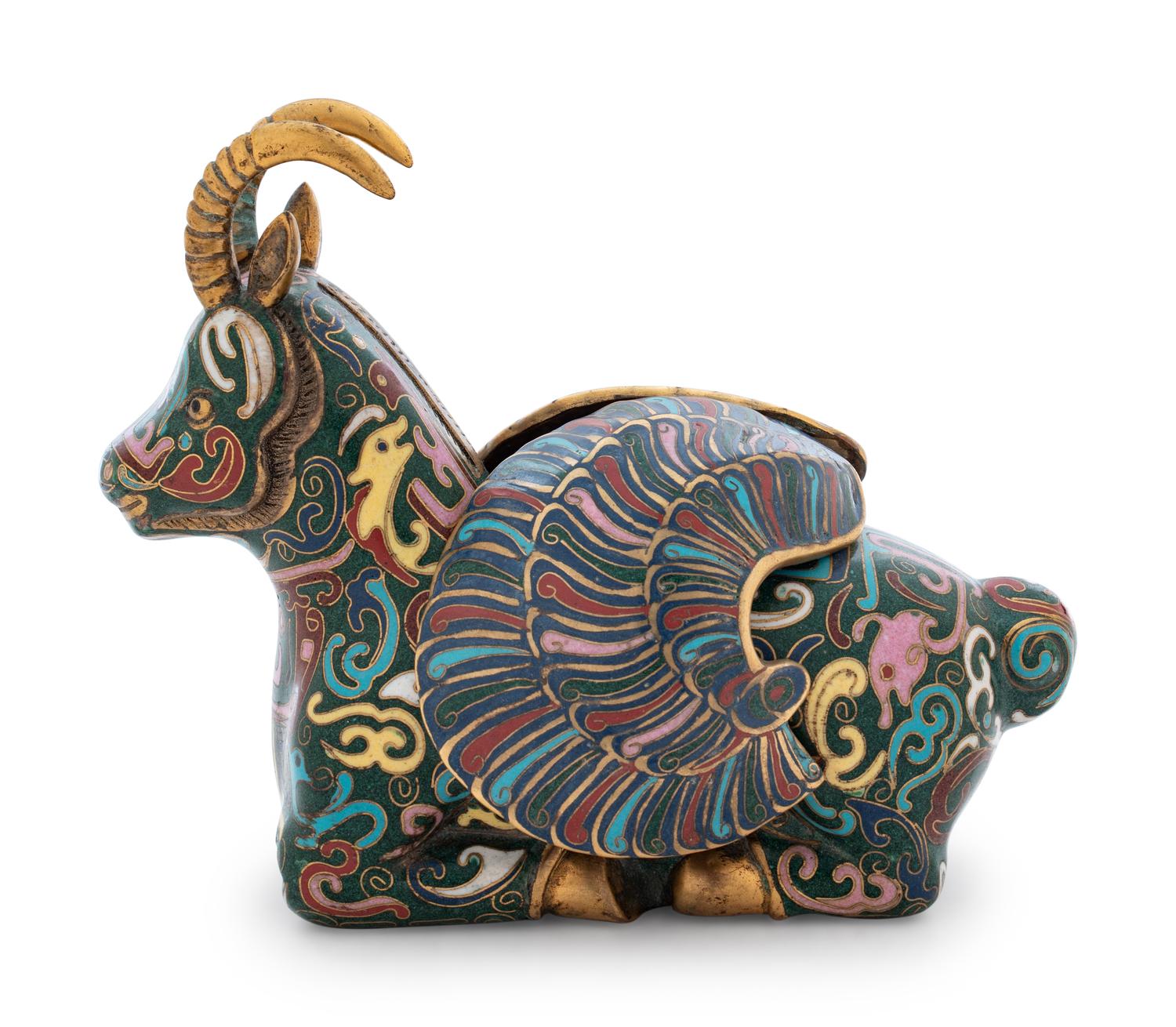 A Cloisonné Enameled Animal-Form Censer