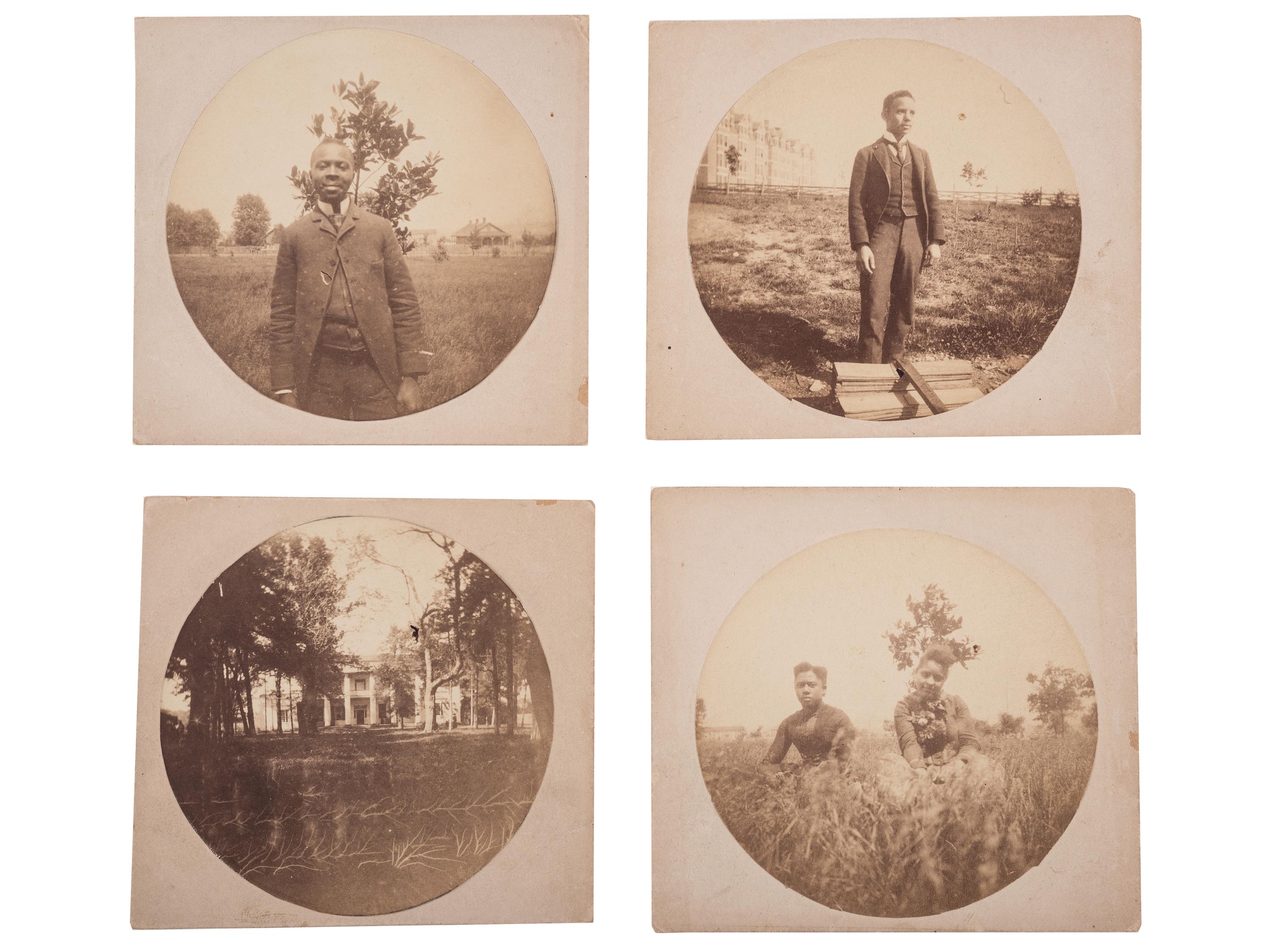 [RECONSTRUCTION]. A group of 8 photographs of African Americans, including stereoview of a cotton gin, comprising: