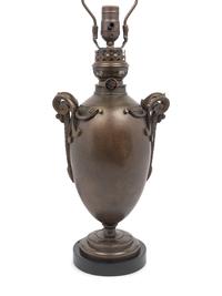 A French Bronze Urn-Form Fluid Lamp Converted to Electricity
