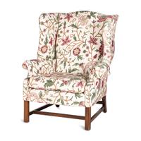 A Chippendale Style Carved Walnut Crewelwork Upholstered Easy Chair