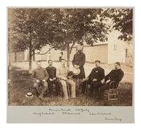 Arctic Exploration Group portrait of survivors of the Greely Expedition including Adolphus W. GREELY, David L. BRAINARD, Henry BIEDERBICK, and Maurice CONNELL. Ca 1884.