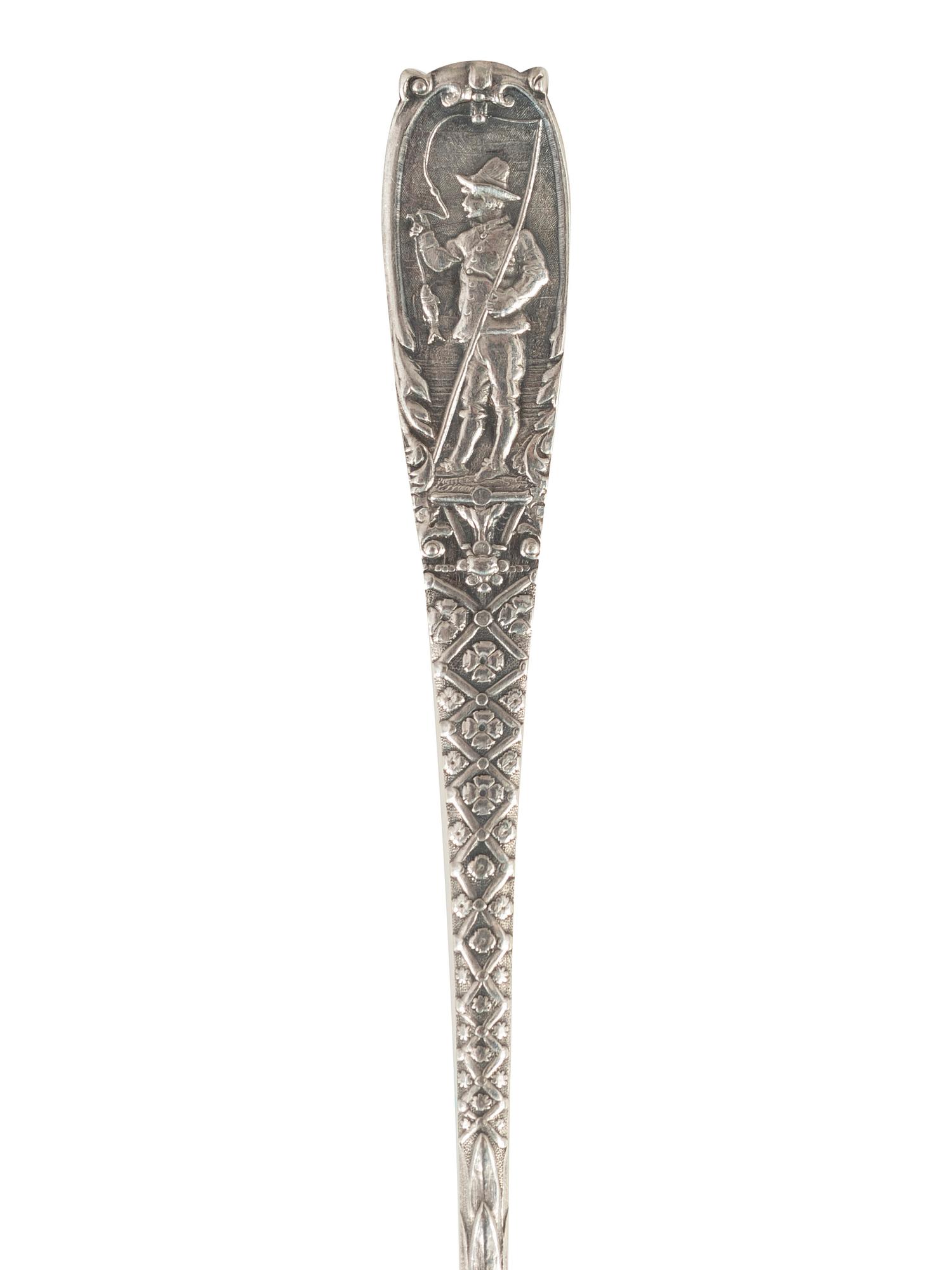 An Early Gorham Silver Olive Spoon and Seafood Forks