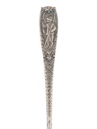 An Early Gorham Silver Olive Spoon and Seafood Forks