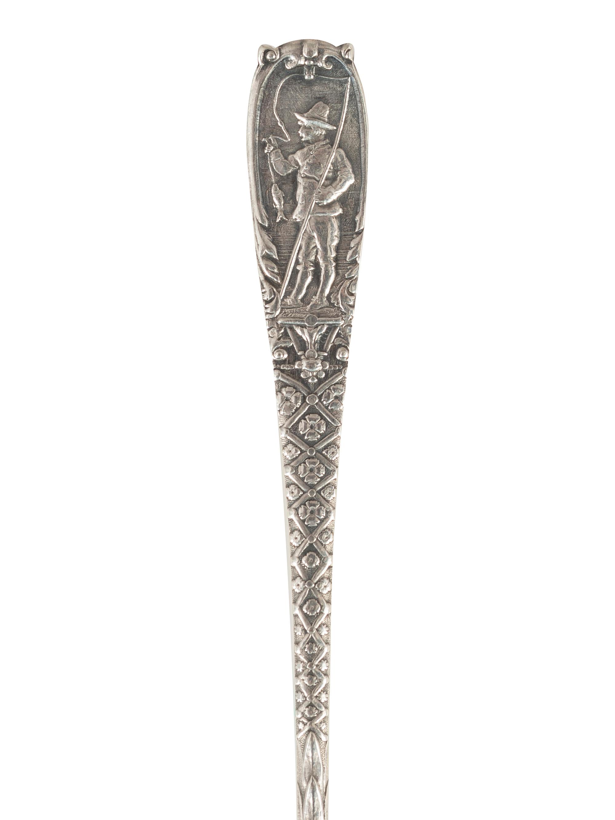 An Early Gorham Silver Olive Spoon and Seafood Forks