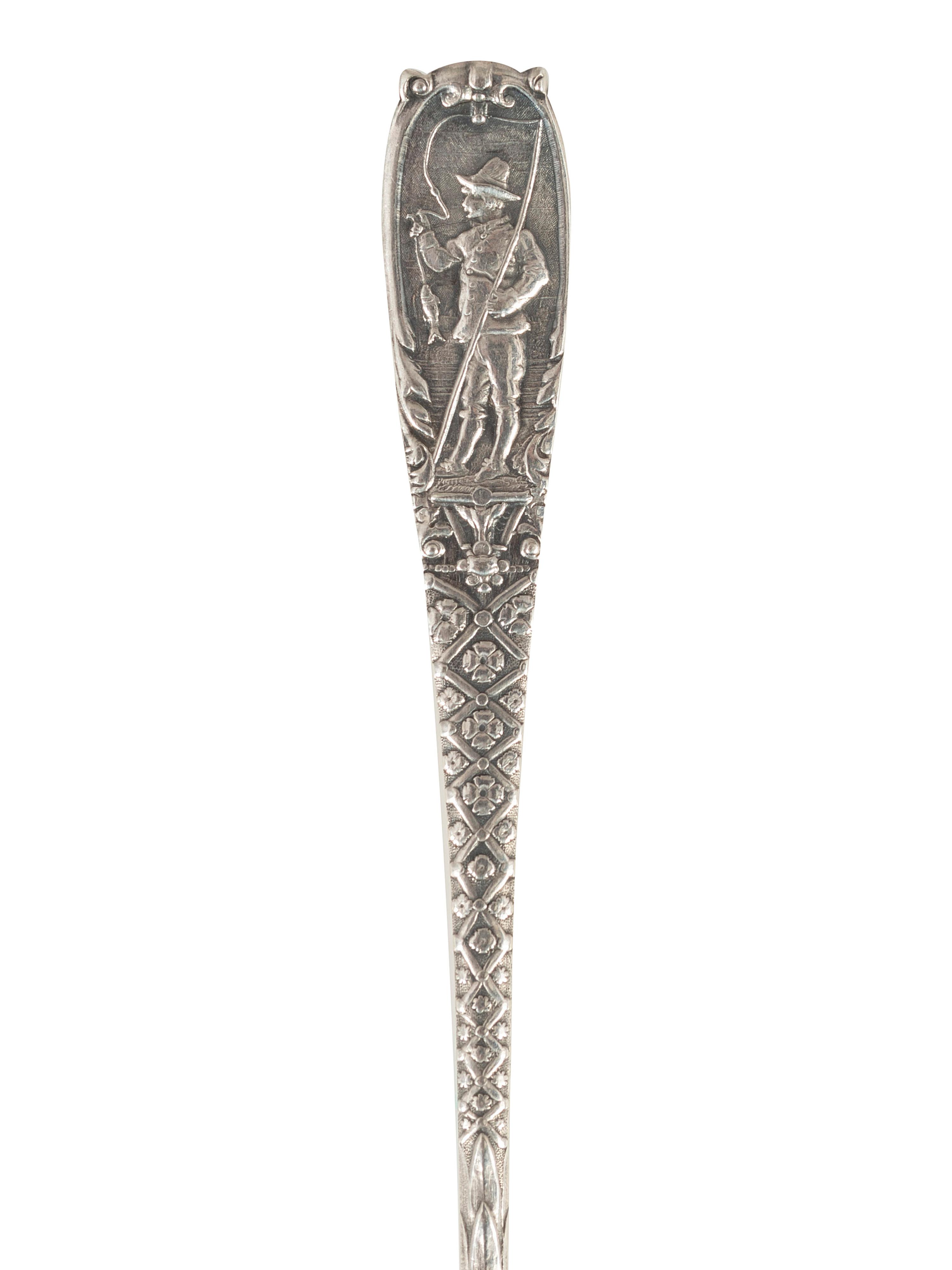 An Early Gorham Silver Olive Spoon and Seafood Forks