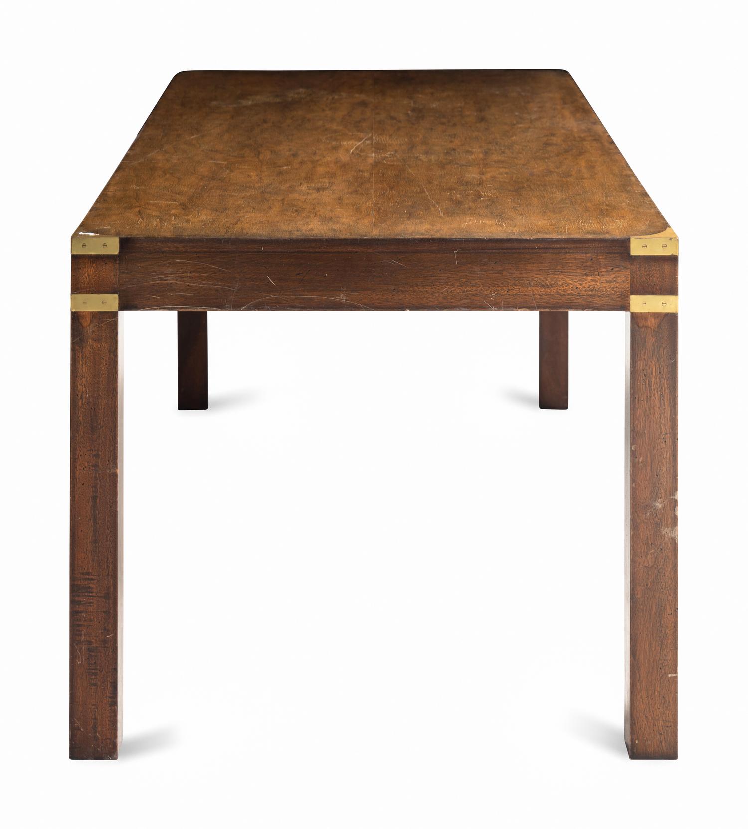 A Campaign Style Brass Mounted Walnut Table