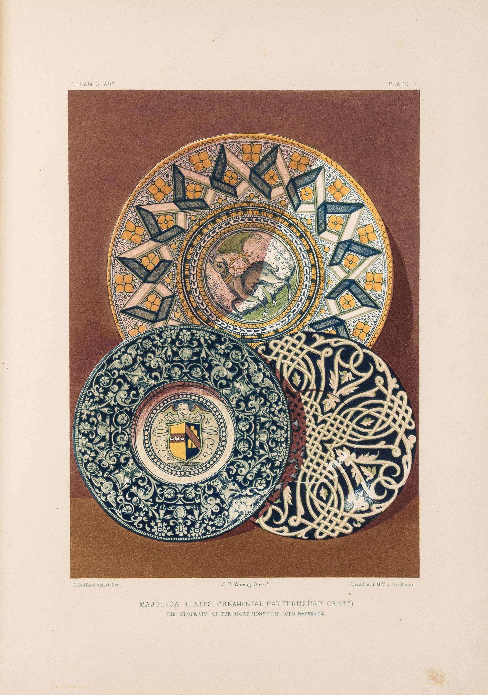 [ART REFERENCE] WARING, J.B. (Editor). Examples of Pottery and Porcelain. Selected from the Royal and other Collections. London, n.d.