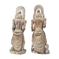 A Pair of Large Japanese Carved Wood Temple Guardians, 19th Century — 日本十九世紀 木雕天王像一對
