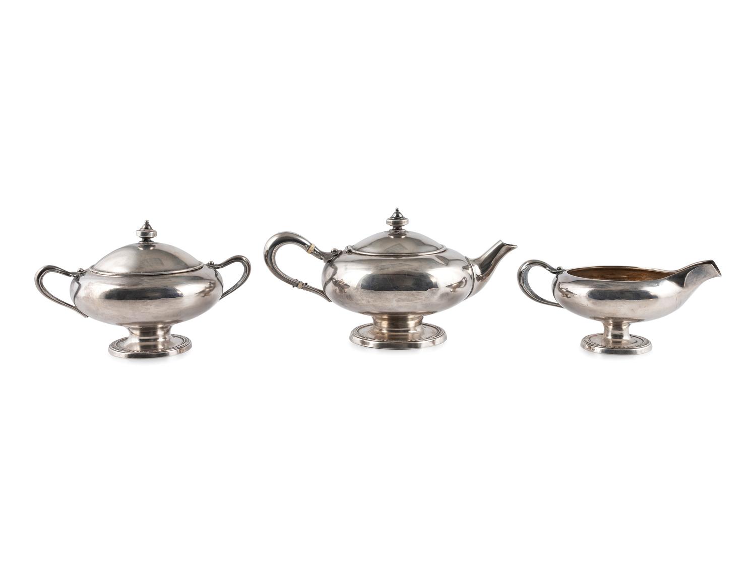 An American Three-Piece Silver Tea Set