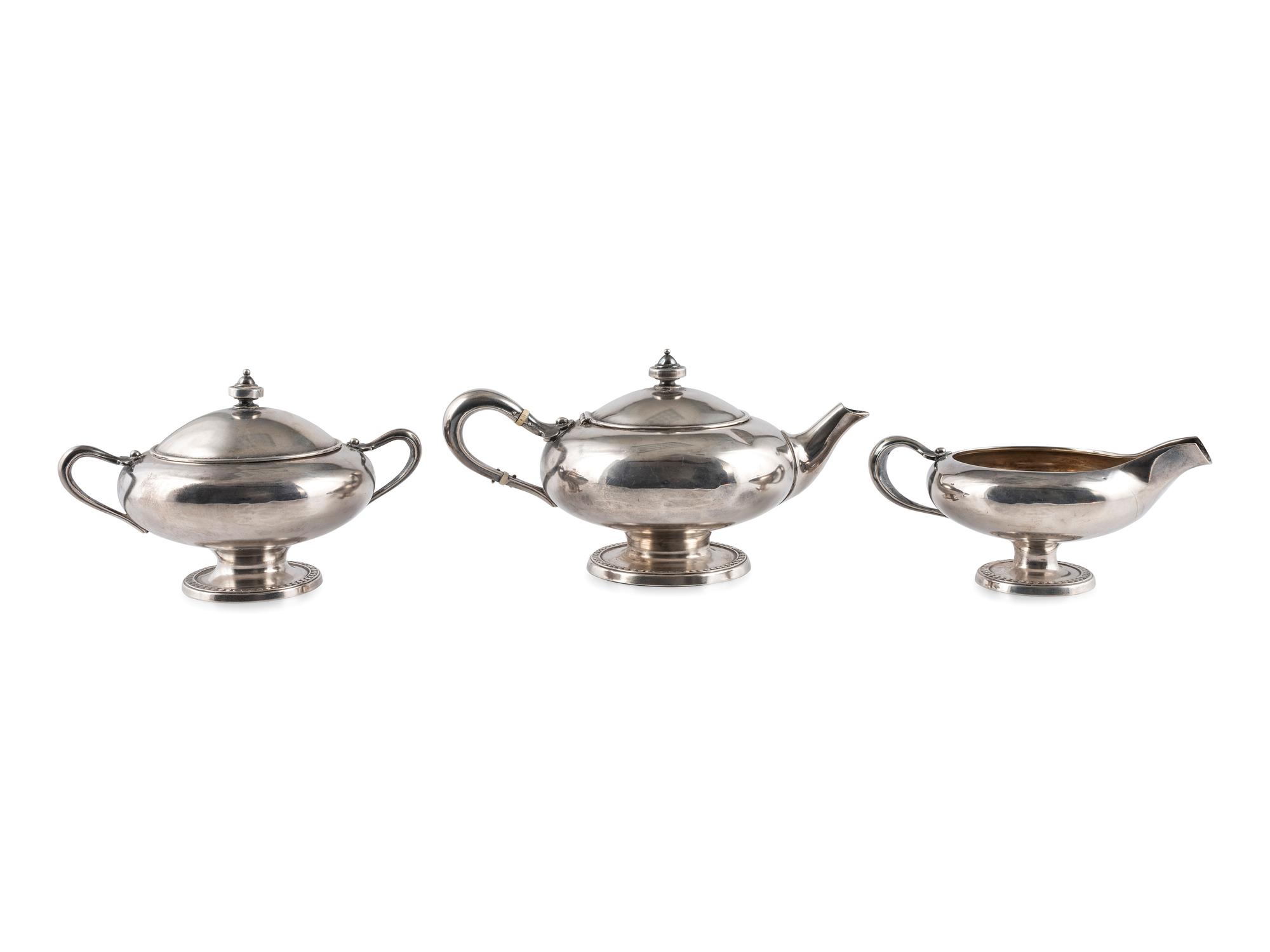An American Three-Piece Silver Tea Set