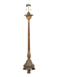 A Neoclassical Painted and Parcel Gilt Floor Lamp