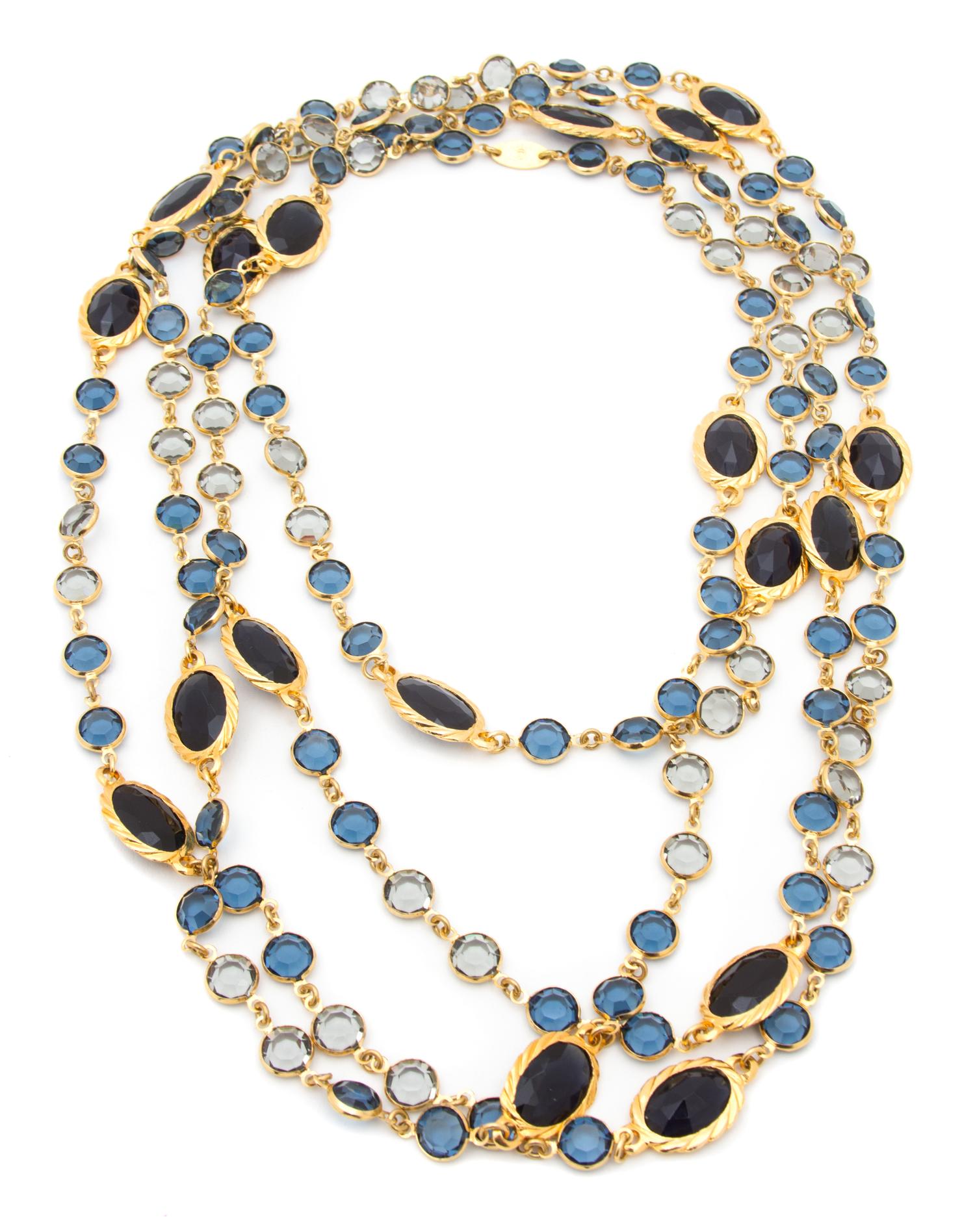 A Chanel Blue and Goldtone Sautoir, 90".