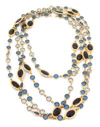 A Chanel Blue and Goldtone Sautoir, 90".