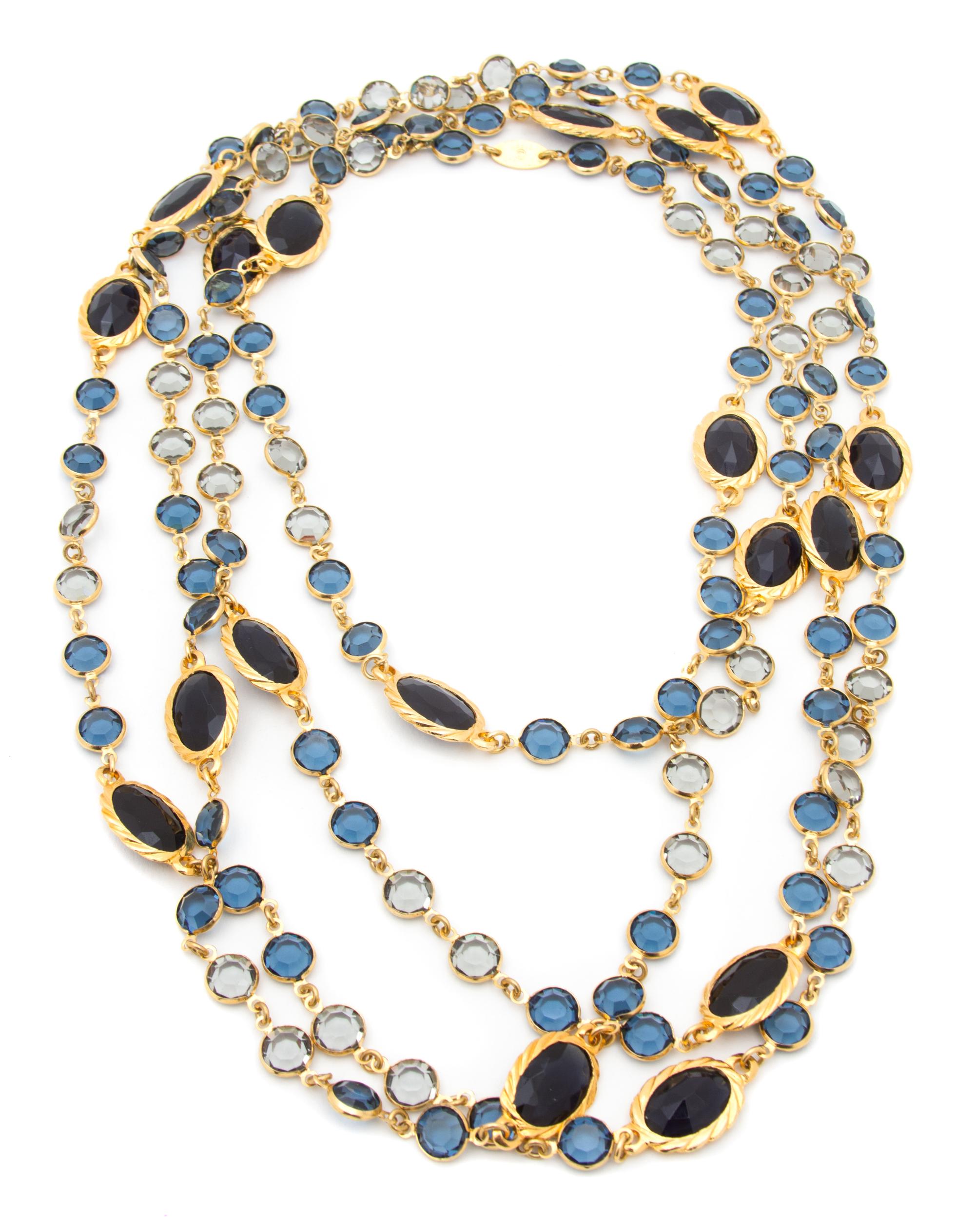 A Chanel Blue and Goldtone Sautoir, 90".