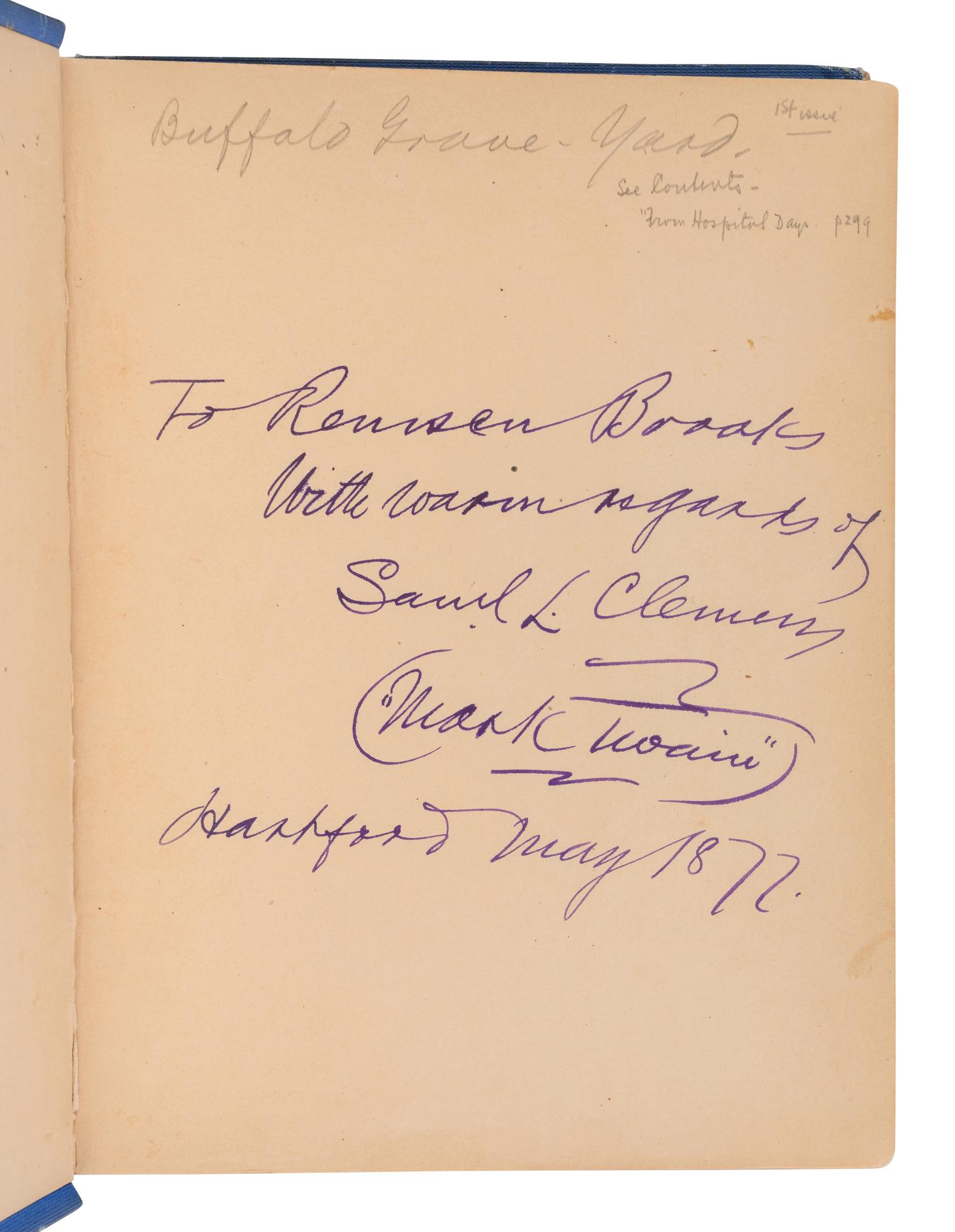 CLEMENS, Samuel Langhorne ("Mark Twain") (1835-1910). Sketches. New and Old. Hartford and Chicago: The American Publishing Company, 1875.