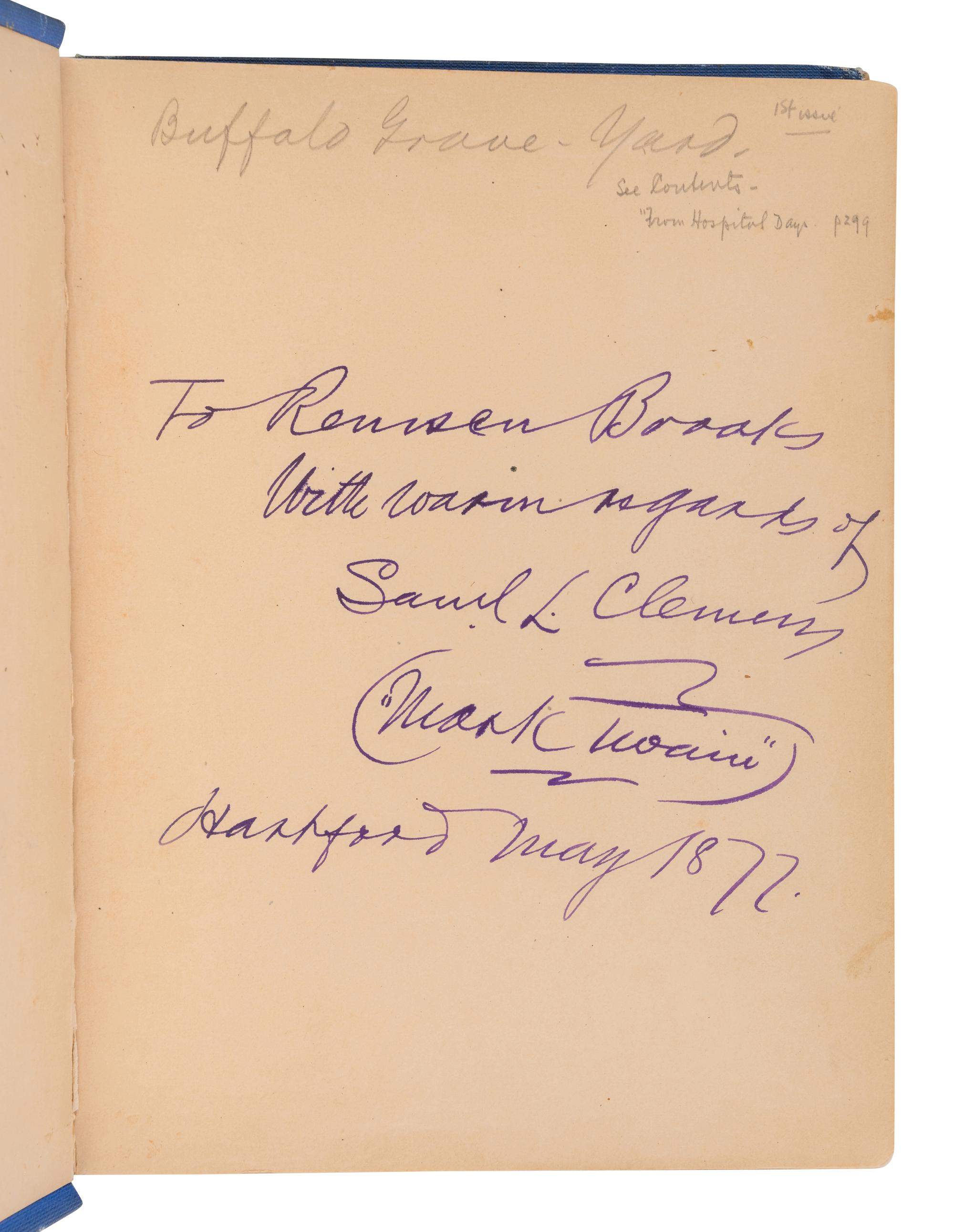 CLEMENS, Samuel Langhorne ("Mark Twain") (1835-1910). Sketches. New and Old. Hartford and Chicago: The American Publishing Company, 1875.