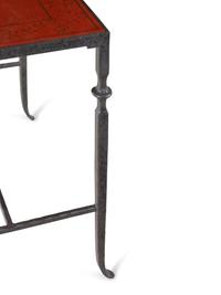 A Pair of Contemporary Steel Side Tables with Inset Painted Tops