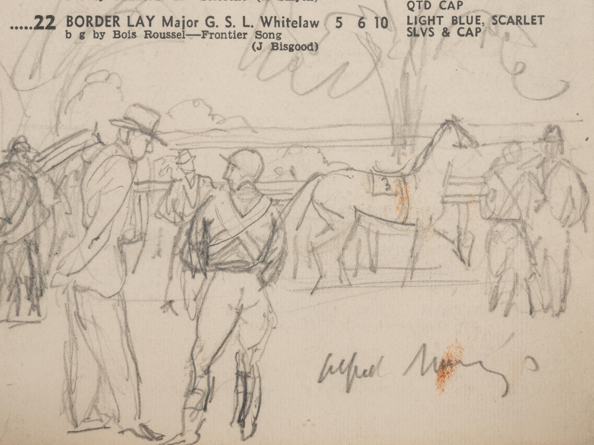 Ascot Race Card with a Sketch of Jockeys and Owners