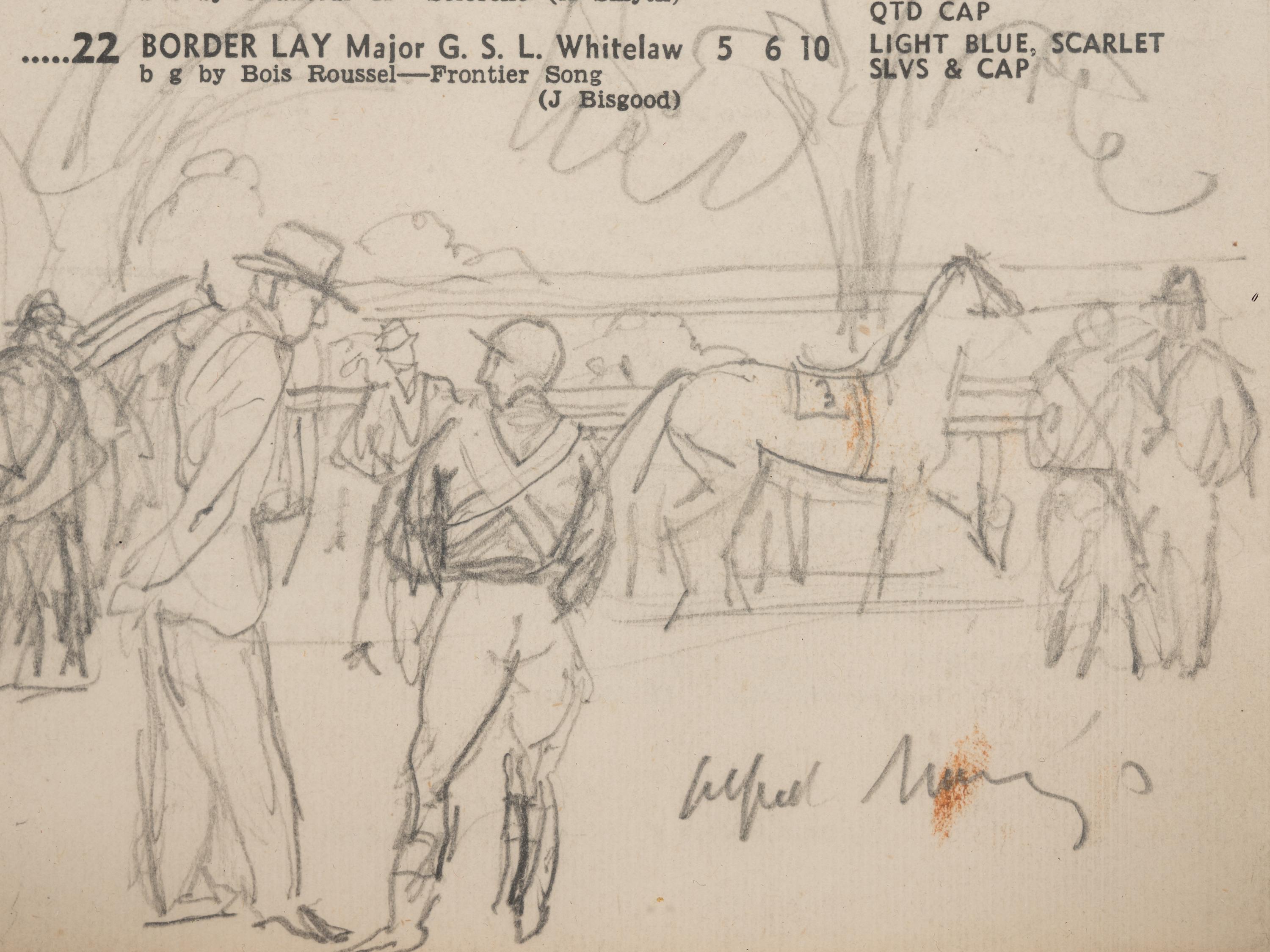 Ascot Race Card with a Sketch of Jockeys and Owners