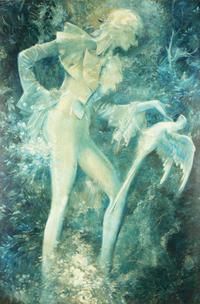 Everett Shinn (American, 1876-1953) - The Marques and the Parrot