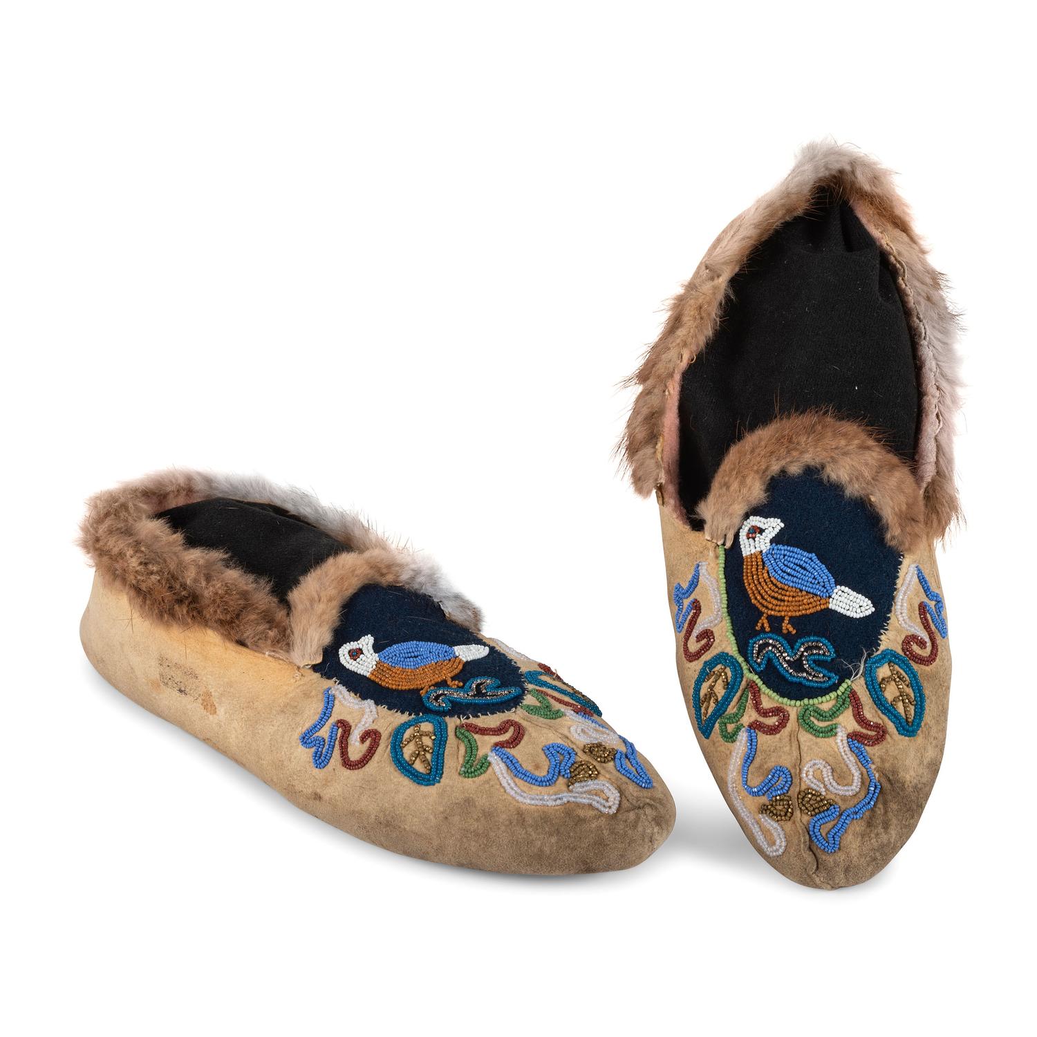 Tlingit and Tahltan Beaded Hide Moccasins