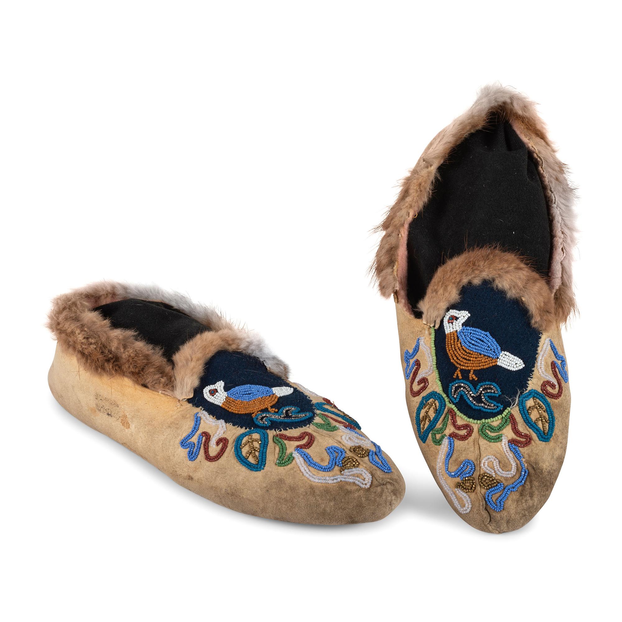 Tlingit and Tahltan Beaded Hide Moccasins