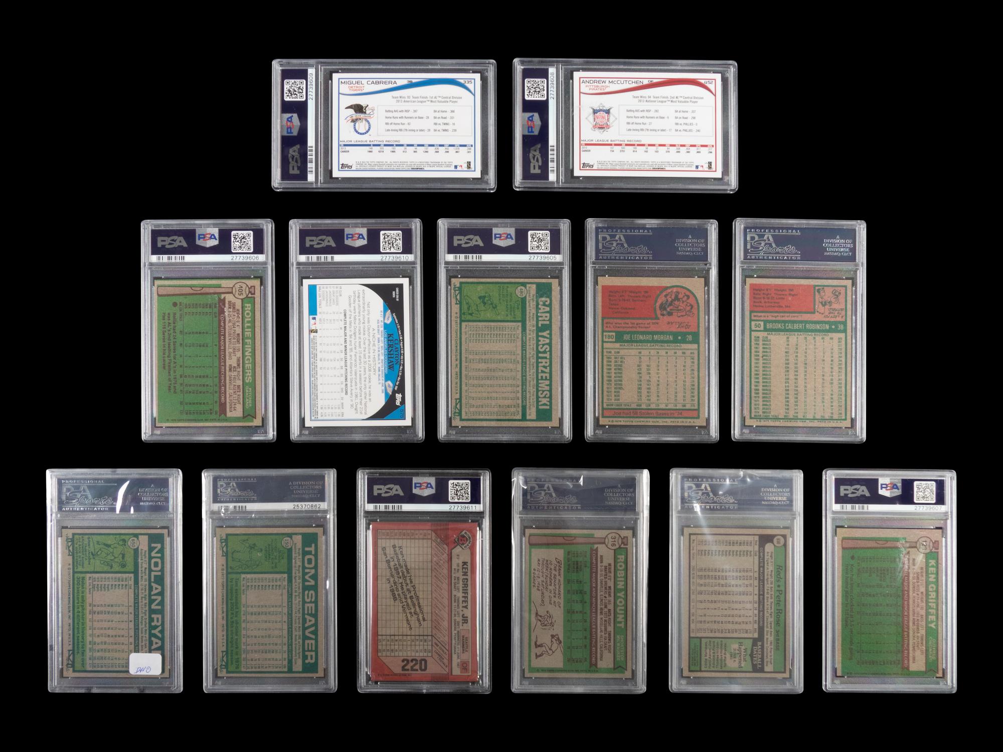 A Group of 13 1970s-2000s Hall of Fame and Notable Graded Baseball Cards,