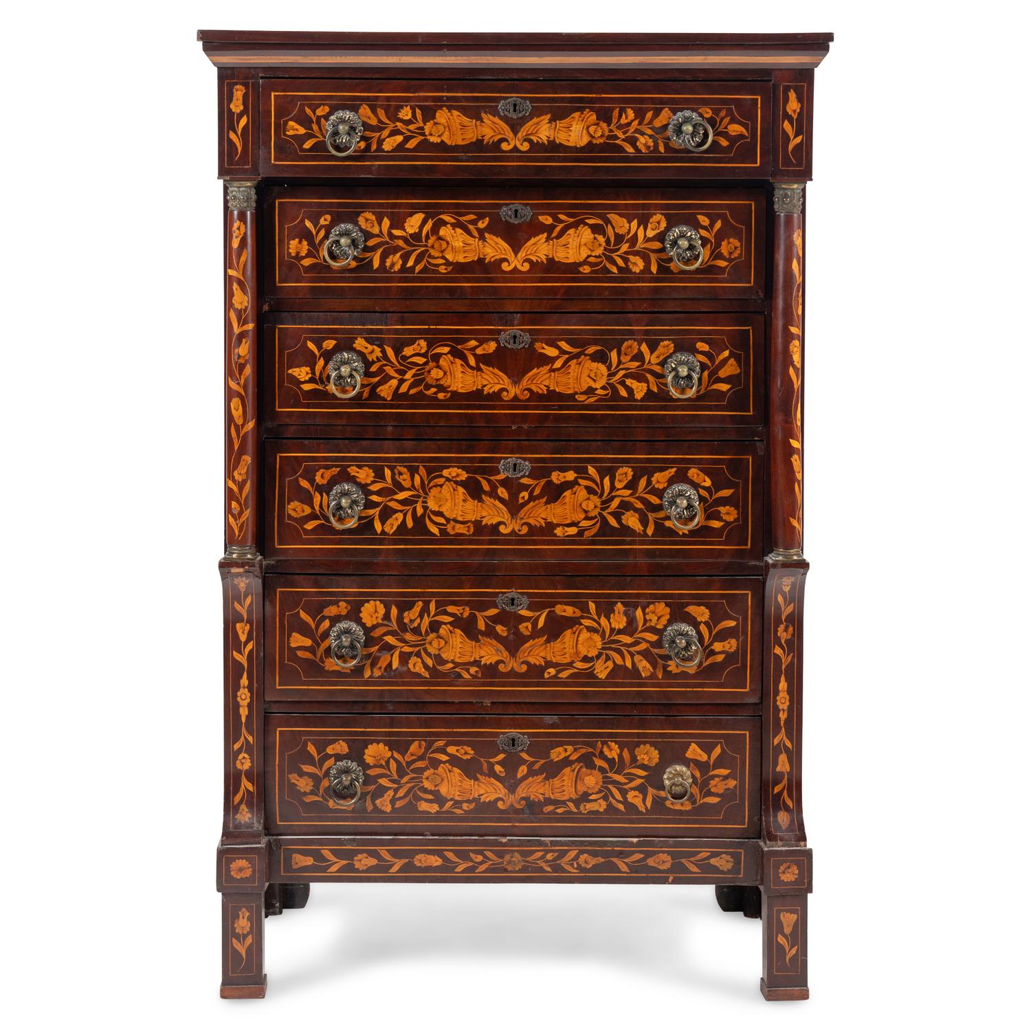 A Dutch Marquetry Chest of Drawers