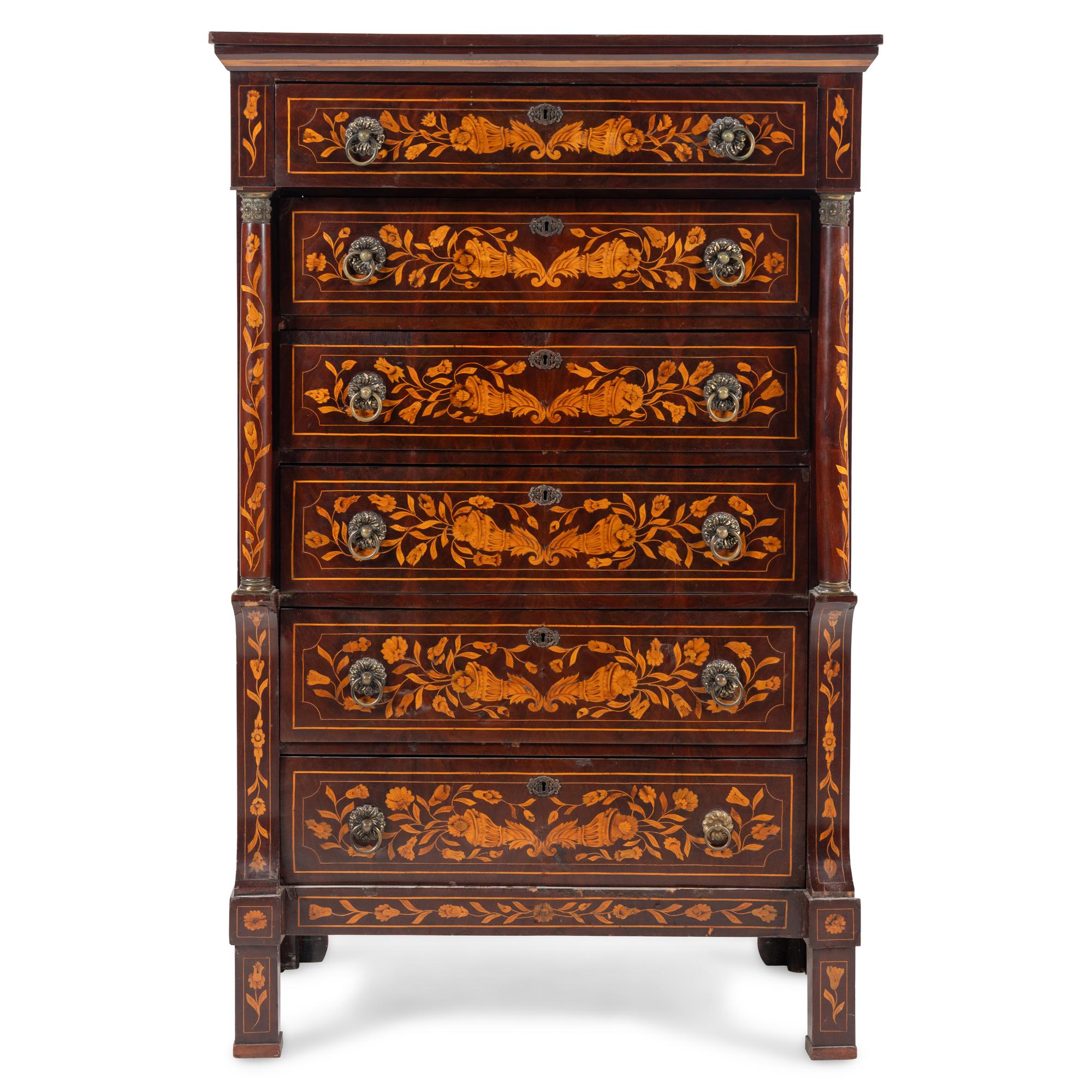 A Dutch Marquetry Chest of Drawers