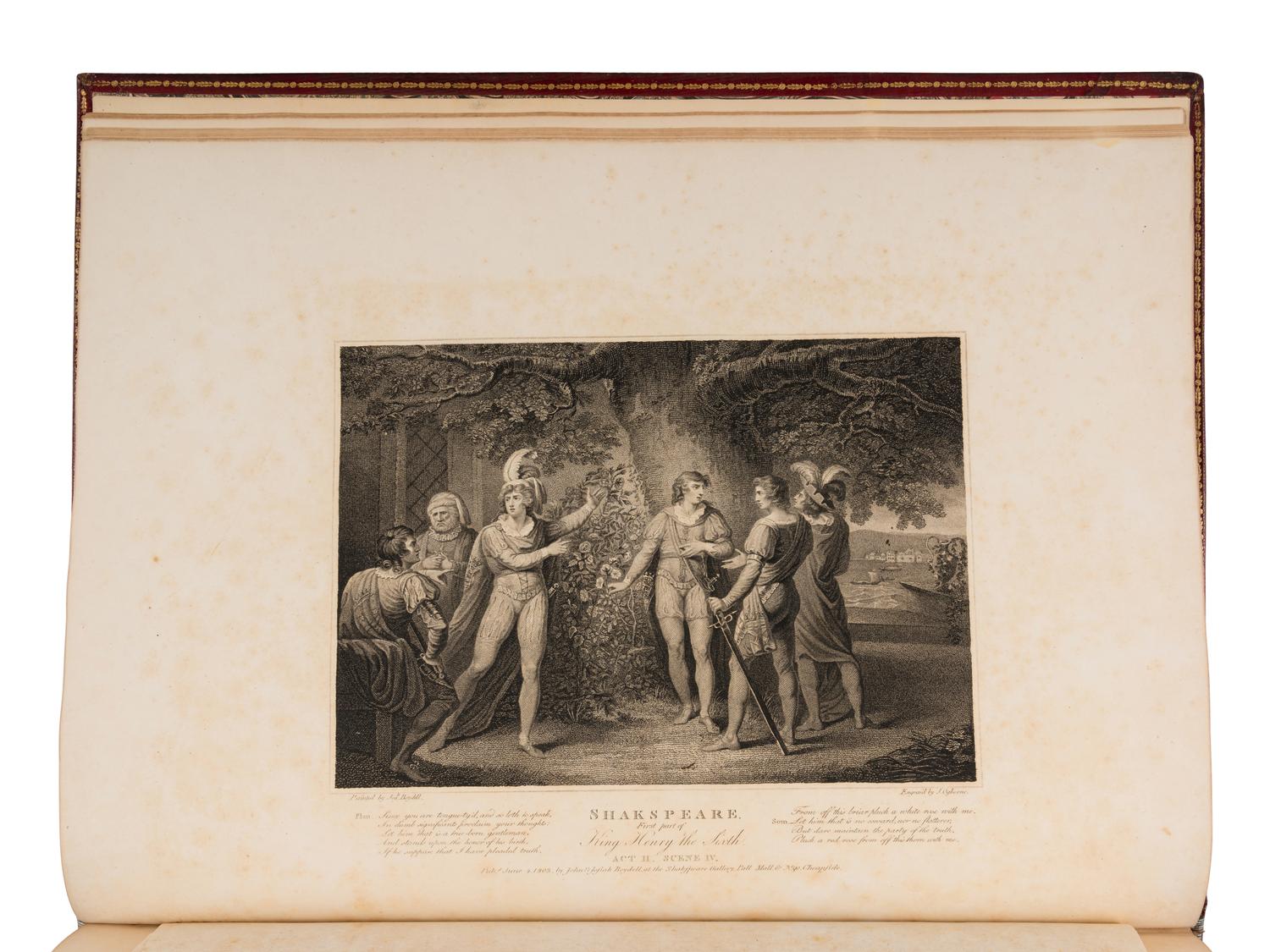 SHAKESPEARE, William (1564-1616). The Dramatic Works... revised by George Steevens . London: W. Bulmer and Co., Shakespeare Printing-Office, for John and Josiah Boydell, George and W. Nicol, from the types of W. Martin, 1802.