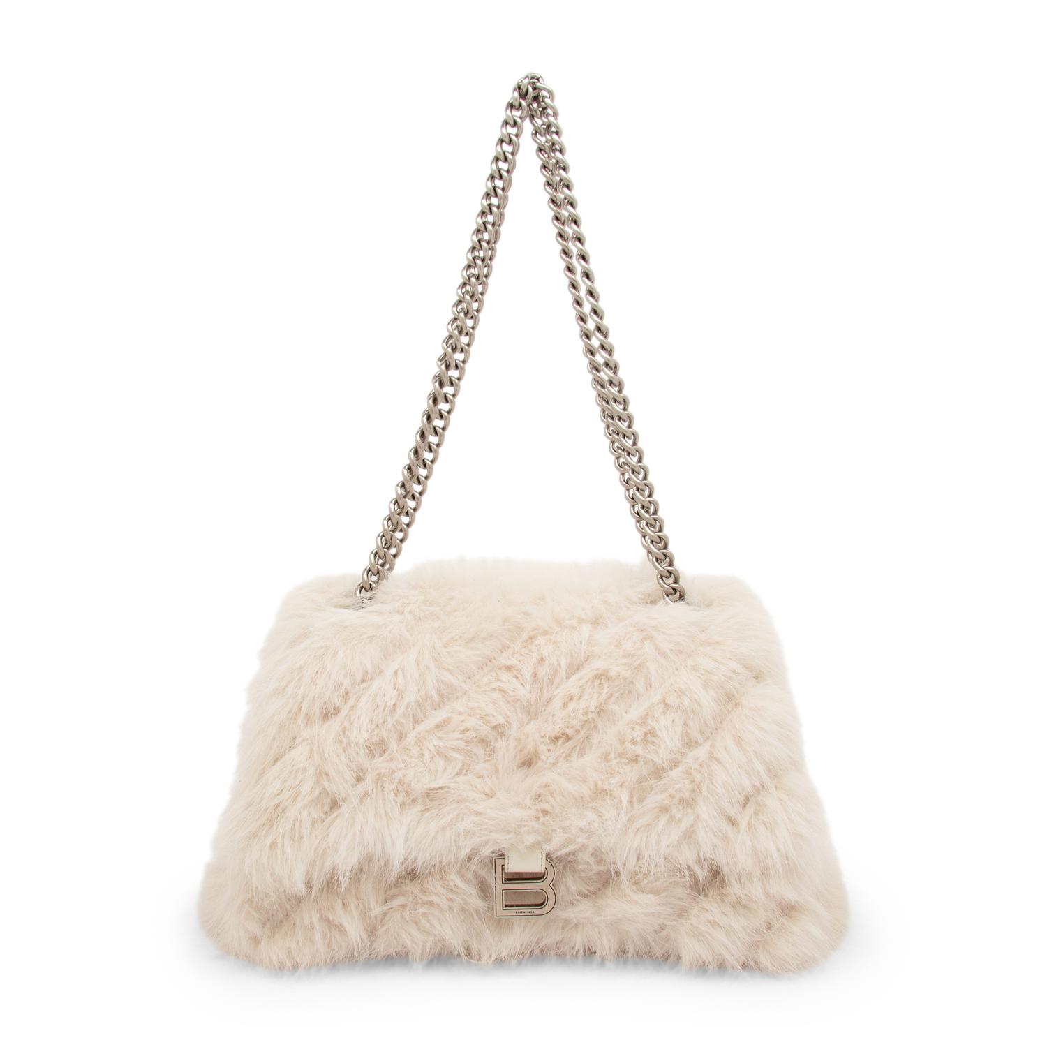 BALENCIAGA, FAUX FUR CRUSH BAG