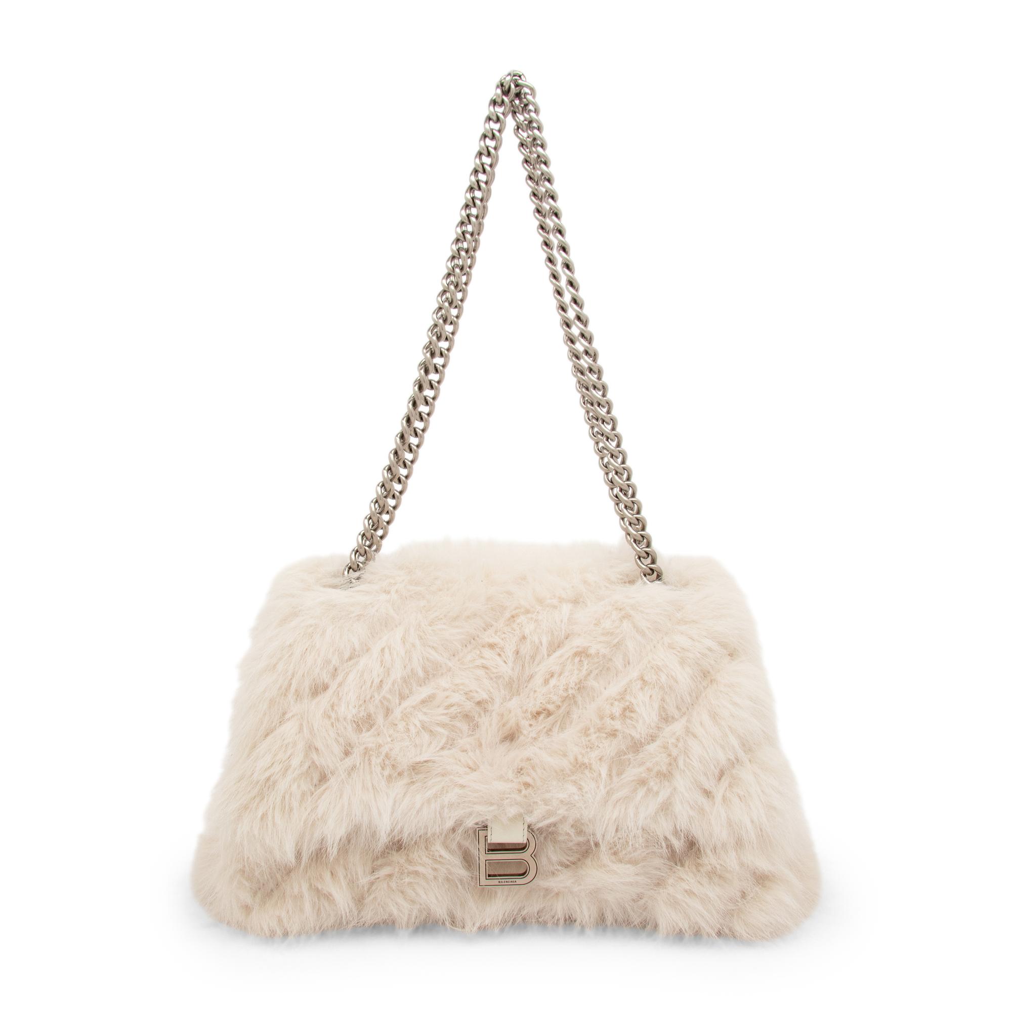 BALENCIAGA, FAUX FUR CRUSH BAG
