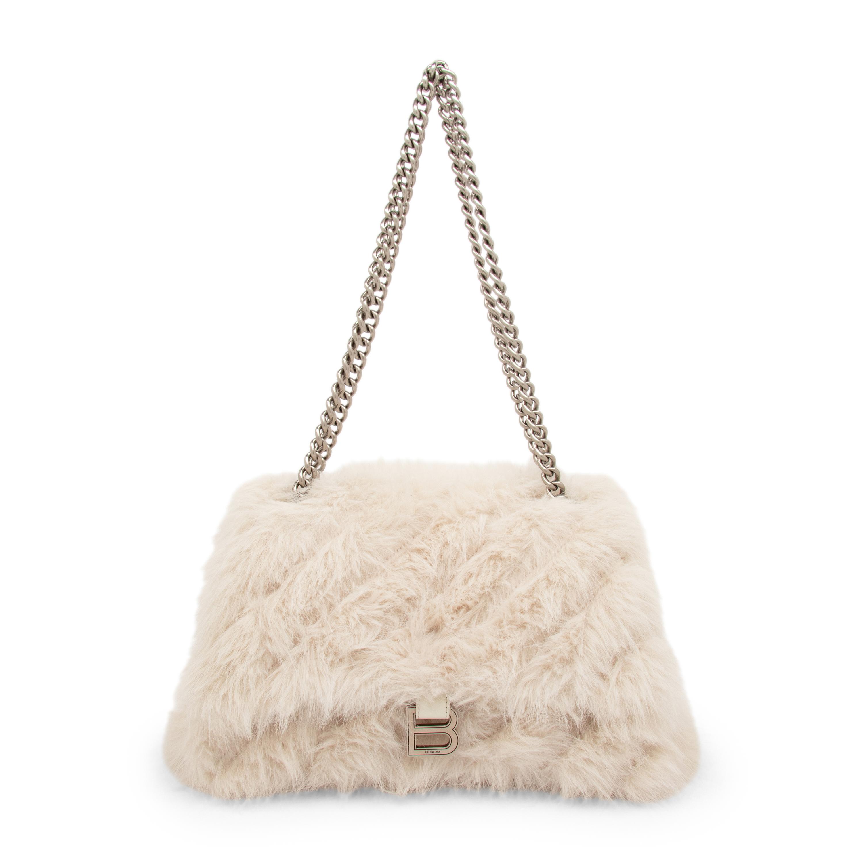 BALENCIAGA, FAUX FUR CRUSH BAG