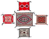 Five Navajo Wool Rugs Largest: 6 1/4 x 5 inches.