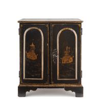 A George III Japanned Jewelry Cabinet
