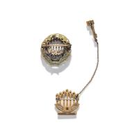 TWO GOLD AND DIAMOND MENORAH PINS