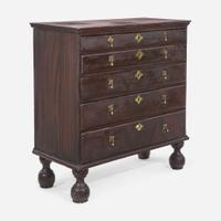 A William & Mary grain-painted pine five drawer chest New England, circa 1740