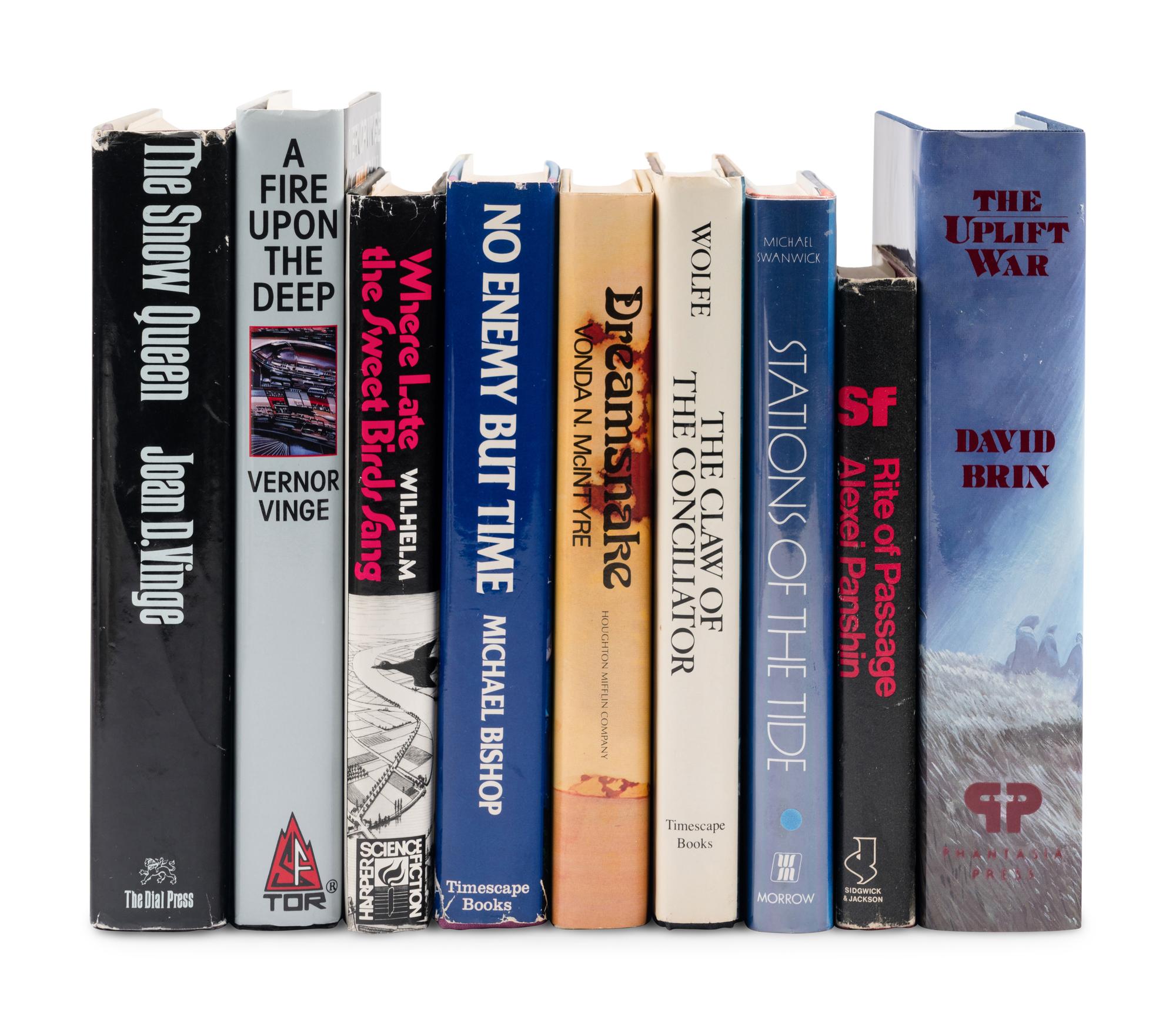 [LITERATURE - SCIENCE FICTION]. A group of 12 FIRST EDITIONS, SOME SIGNED, most Hugo or Nebula award-winning titles for Best Novel, comprising: