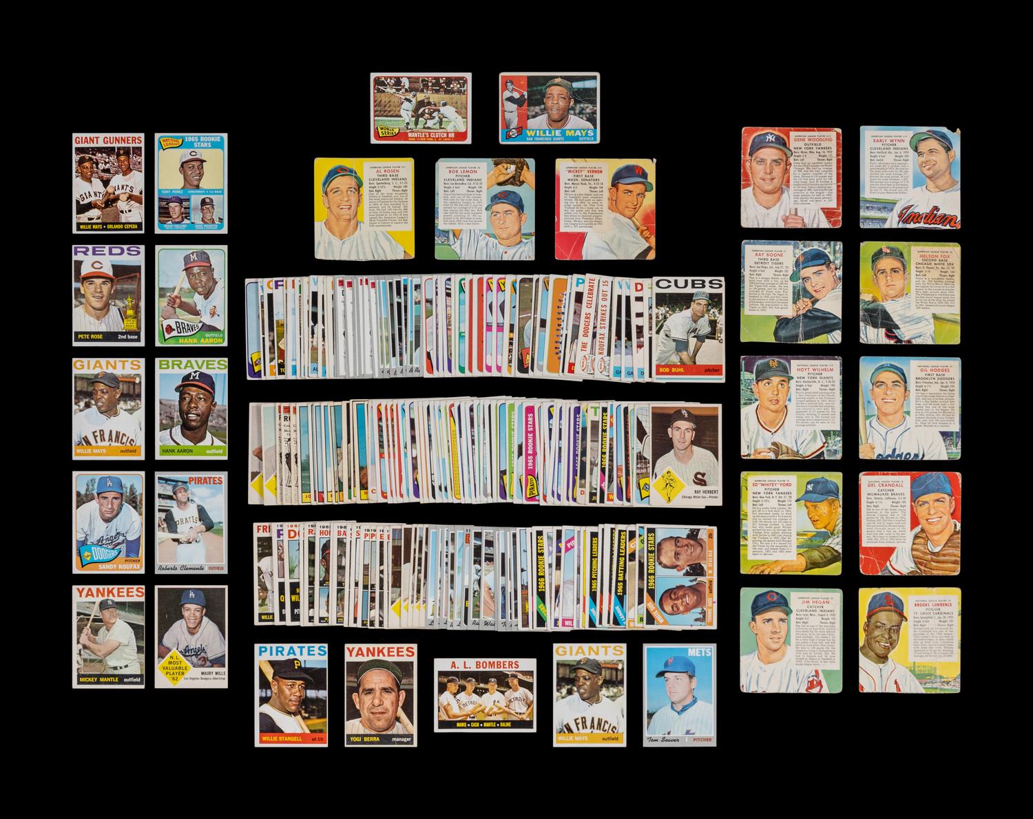 A Group of Nearly 200 1950s-70s Baseball Cards Including Mickey Mantle, Willie Mays and Multiple Hall of Famers,