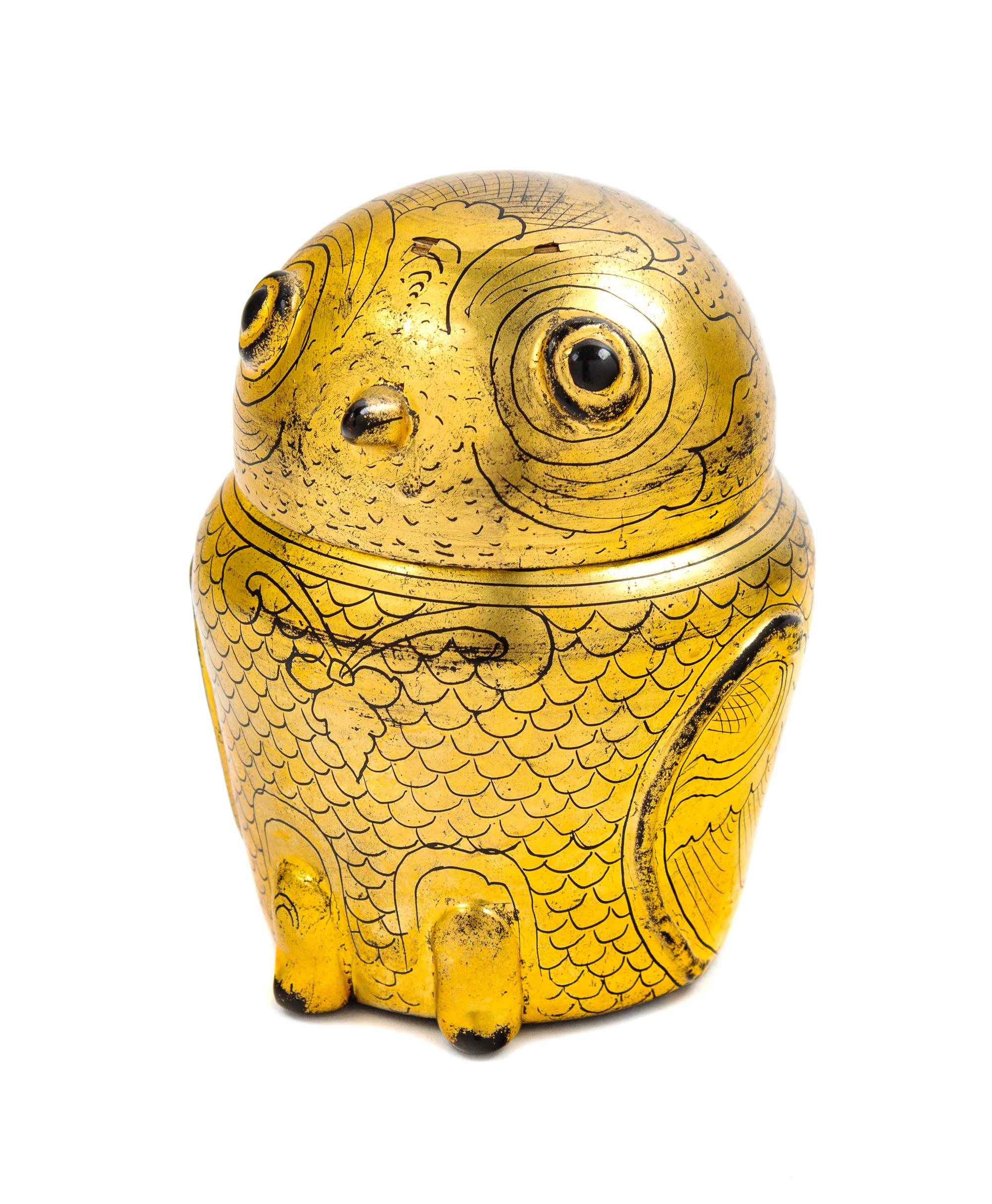 A Burmese Gilt Lacquer Figure of an Owl Height 5 inches. — MODERN