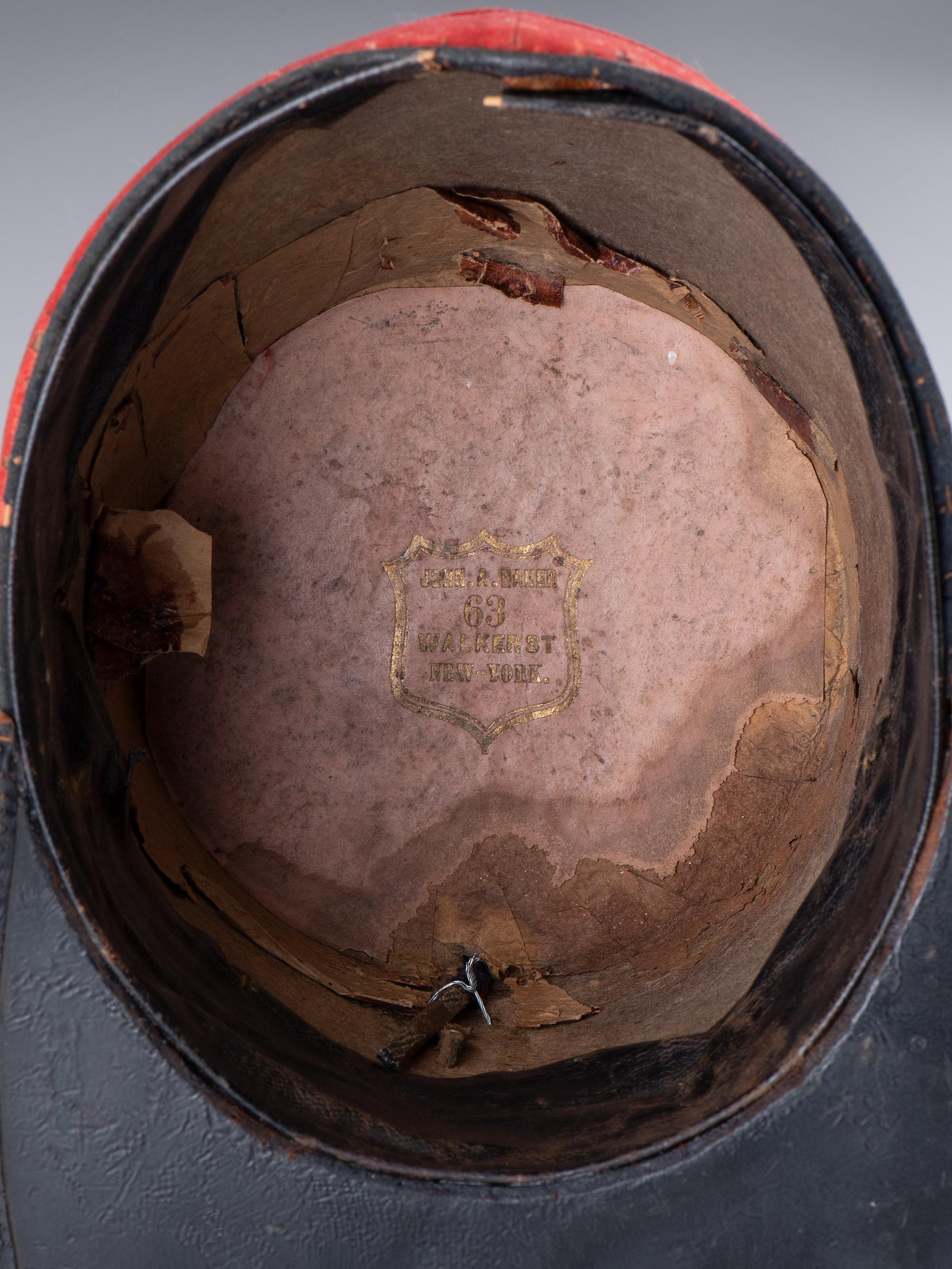 [CIVIL WAR]. Artillery shako, attributed to the Brooklyn Light Artillery. Manufactured by John A. Baker, New York.