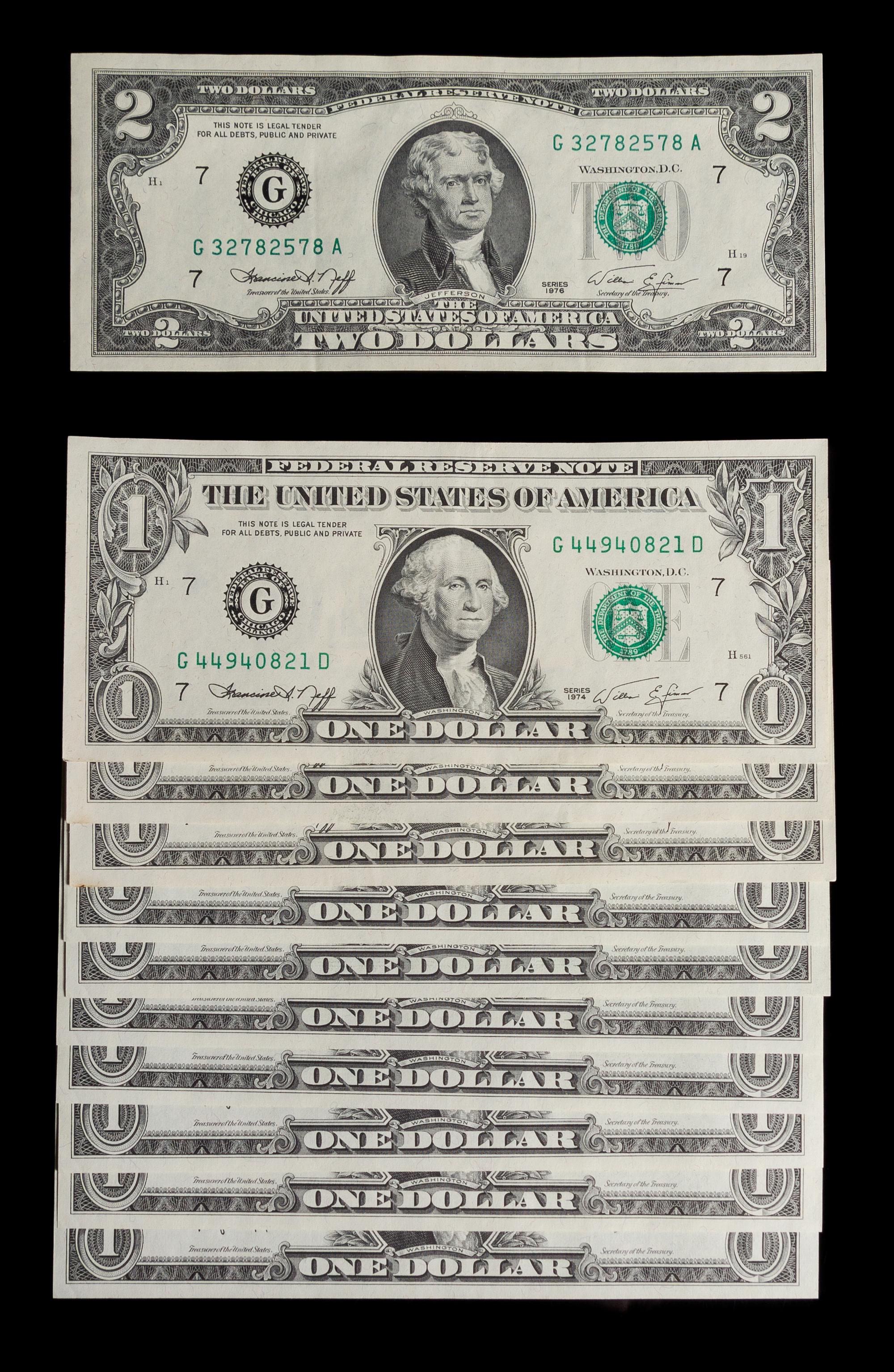 Ten United States $1 Federal Reserve Bank Notes — SERIES 1963 AND 1974