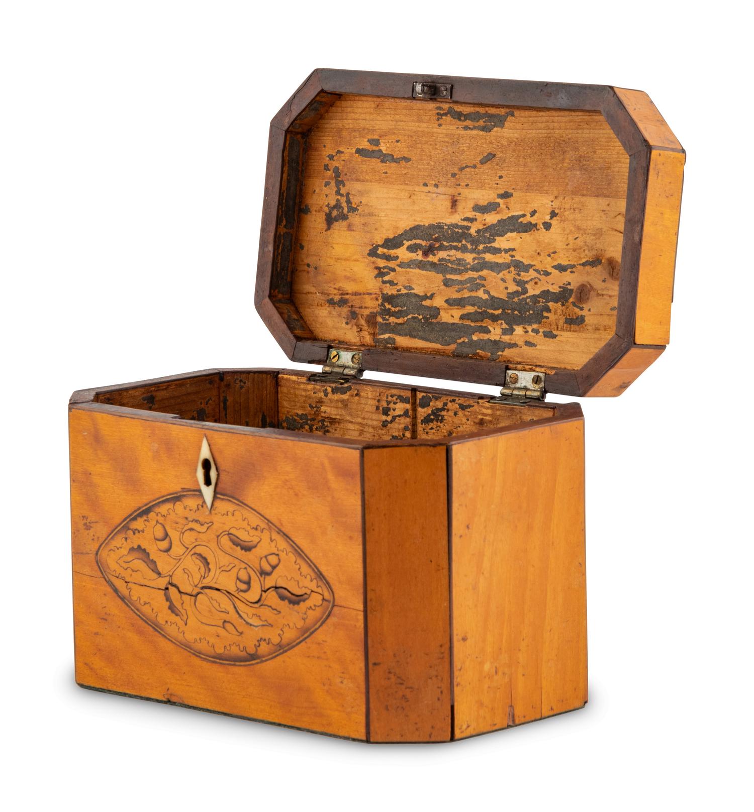 A George III Satinwood and Marquetry Tea Caddy