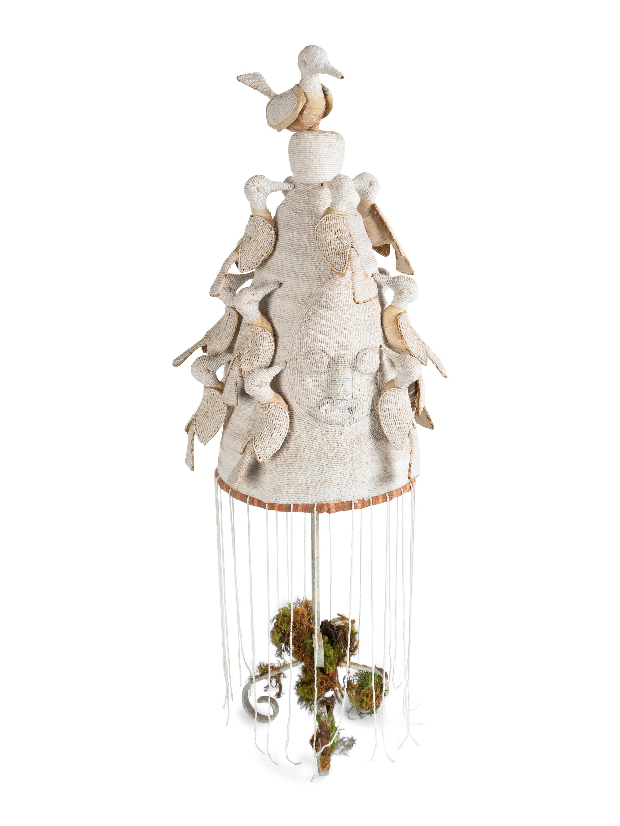 A Yoruba White Beadwork Headdress — 20TH CENTURY