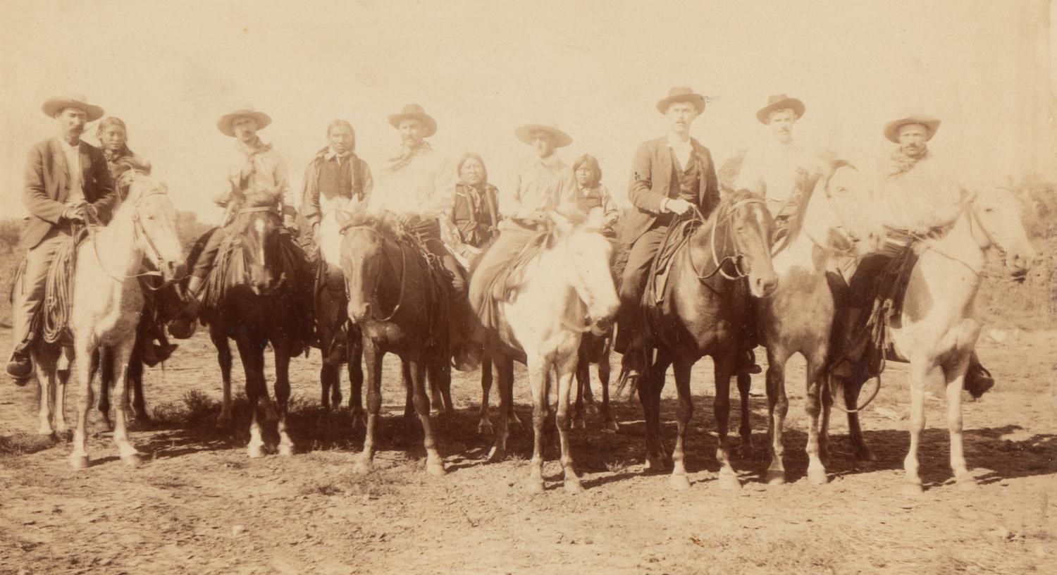 [Western Americana]. A group of 6 photographs of ranch scenes, cowboys and Native Americans, incl. images by Kirkland.
