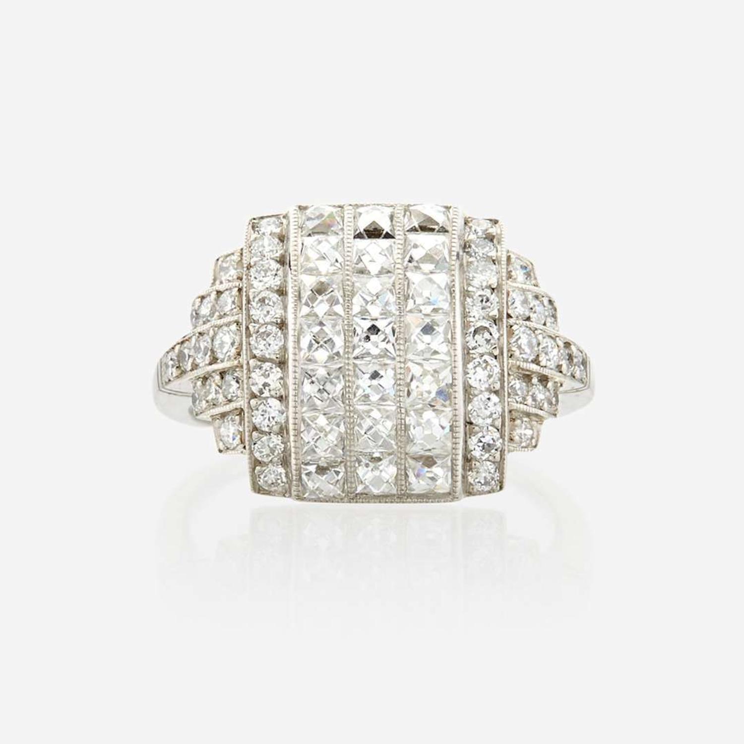 A diamond and platinum ring