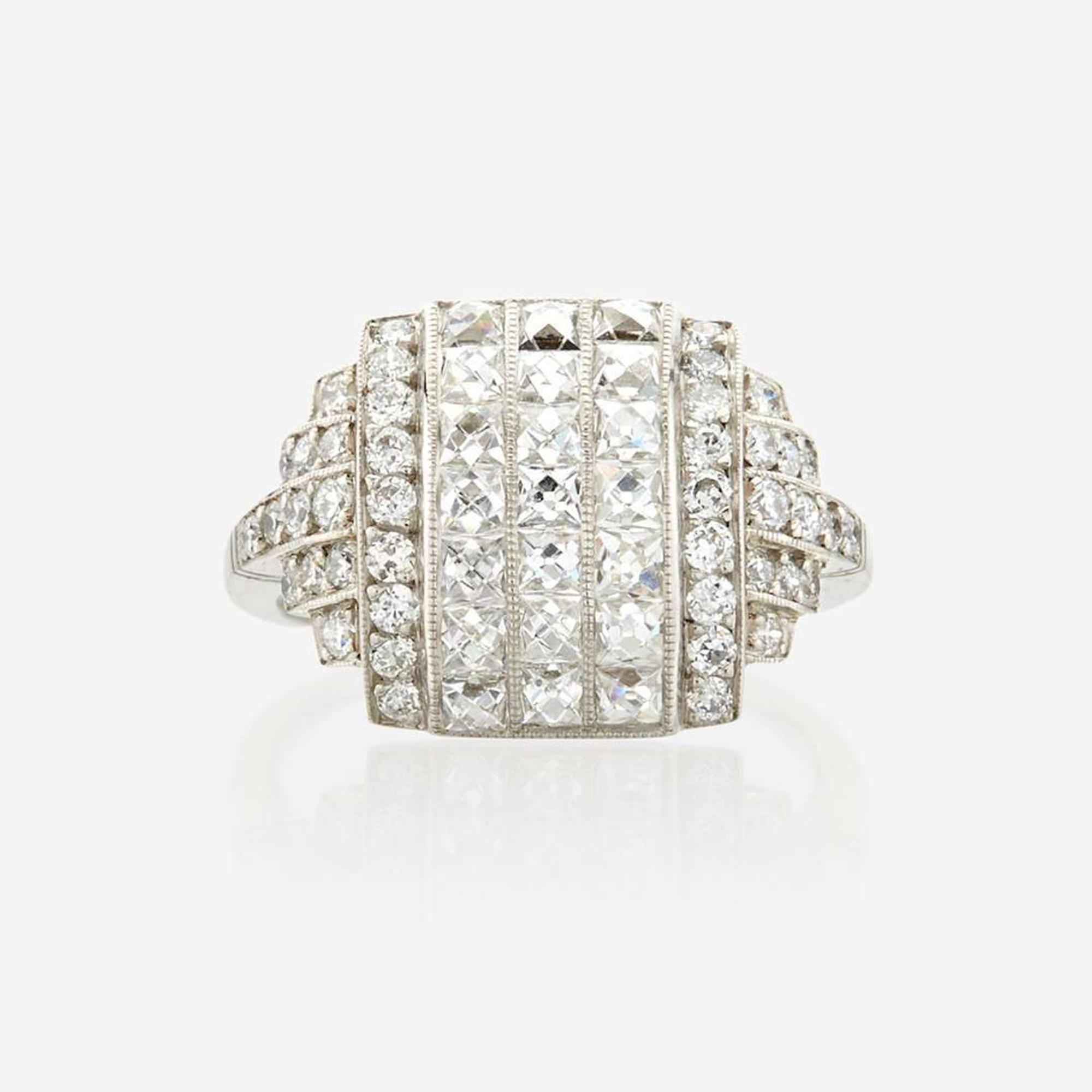 A diamond and platinum ring