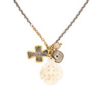 Silver, Yellow Gold, and Multigem Charm Necklace and Chatelaine