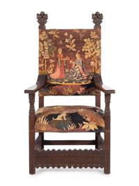 A Spanish Baroque Style Walnut Armchair