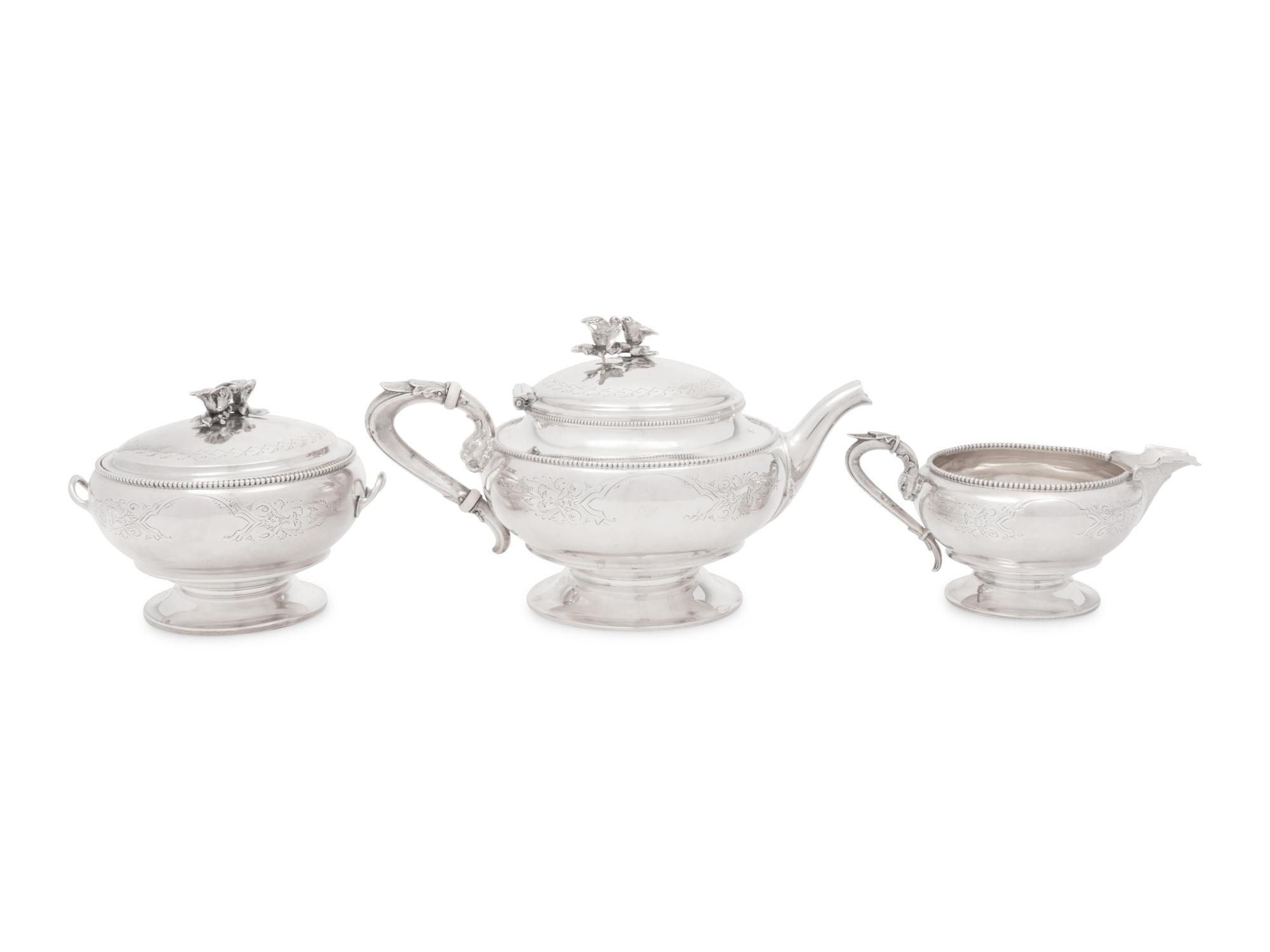 An American Silver Three-Piece Tea Service